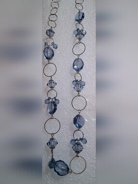 Blue Crystal Hoop Dangle Earrings - Unbranded